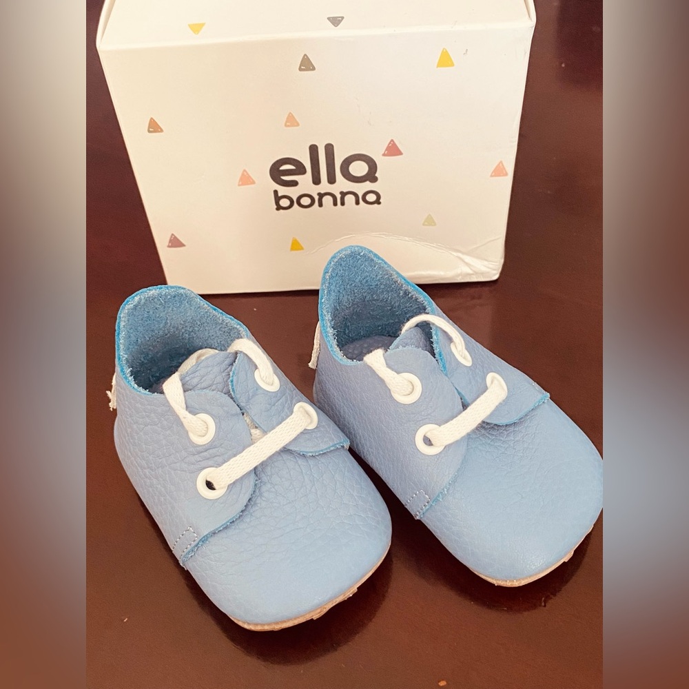 ella bonna baby boy blue leather shoes booties Size 2